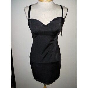 Youmita Underwear Women's All Over Slimming Black Padded Slip Dress Size XL NEW